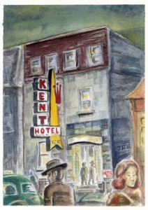 Hotel Kent, Montreal, imagined in the 1950s. 
